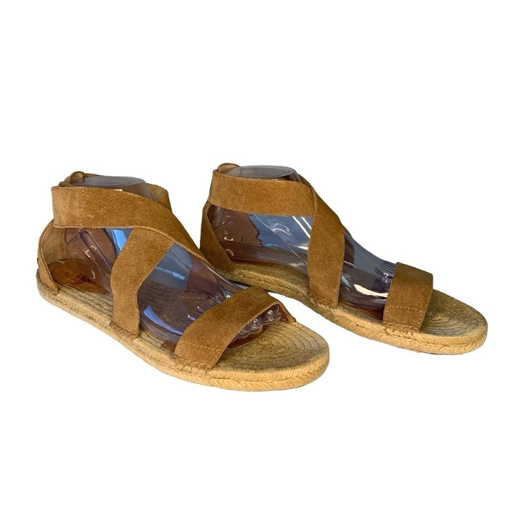 UGG Mila suede leather chestnut brown gladiator espadrille sandals. EUC Size 9.5